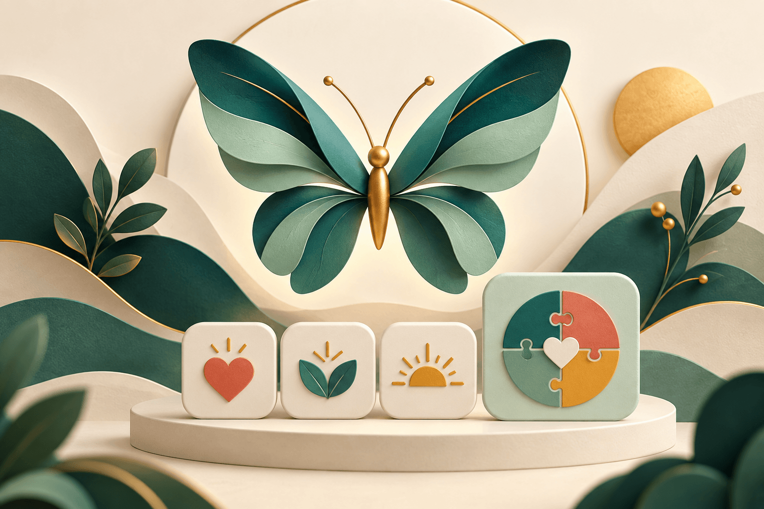 Abstract butterfly-shaped form with a group of tiles illustrating a test panel and a single measurement.